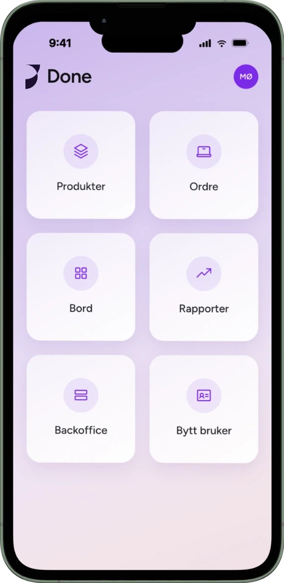The Done app with products, orders and reports