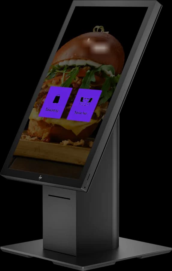 Self-service kiosk with the menu on screen