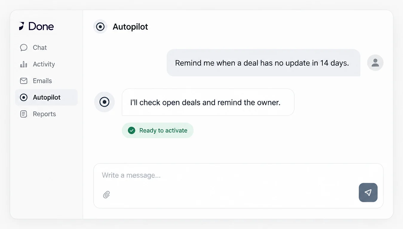 En Autopilot-regel for stille avtaler, skrevet med vanlige ord